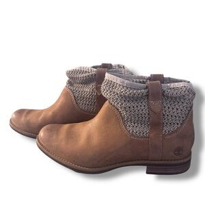 Timberland Women Savin Hill lasercut Weave Brown Leather Slip-on Boots